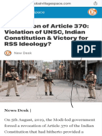 Revocation of Article 370: Violation of UNSC, Indian Constitution & Victory For RSS Ideology?