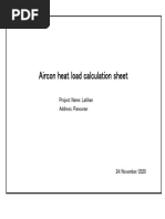 Aircon Heat Load Calculation Sheet: Project Name: Latihan Address: Pancoran