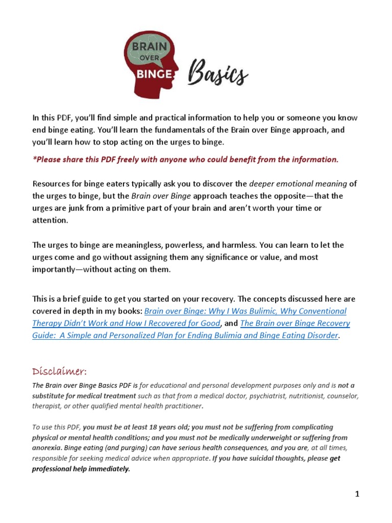 Free PDF Brain Over Binge Basics 6 2020 | PDF | Bulimia Nervosa | Feeling