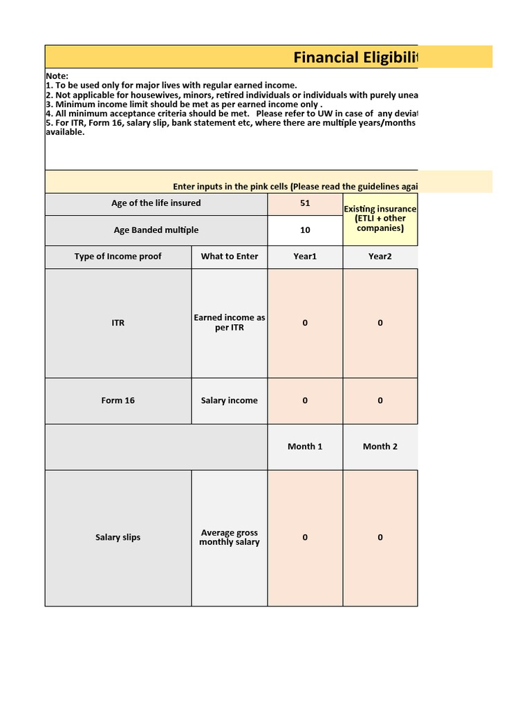 ZP Eligibility Calculator PDF Insurance Salary