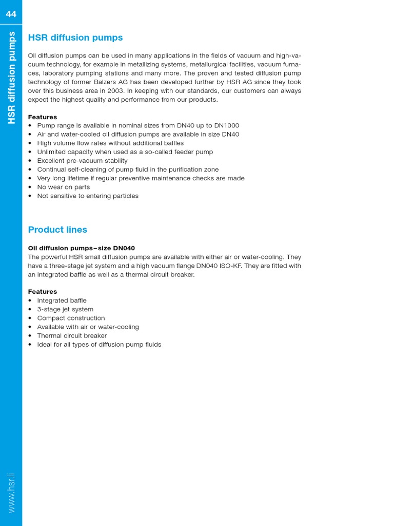 Toshniwal HSR Diffusion Pump PDF Pump Vacuum
