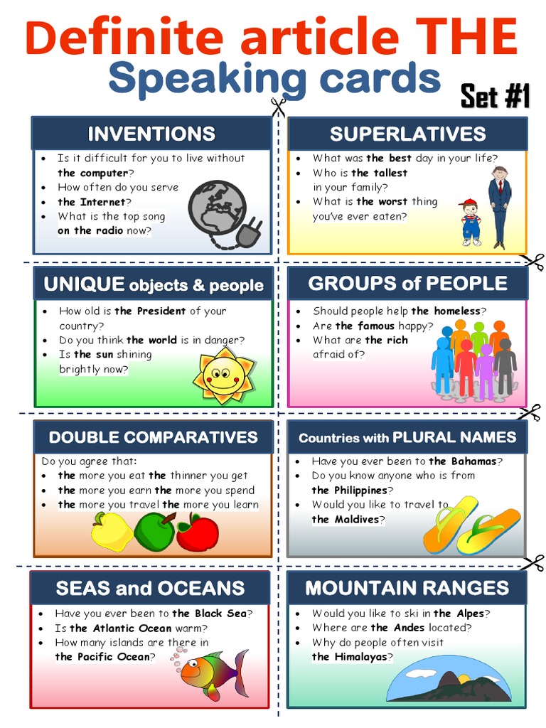 Speaking Cards for ESL Activities | PDF | Language Arts & Discipline ...