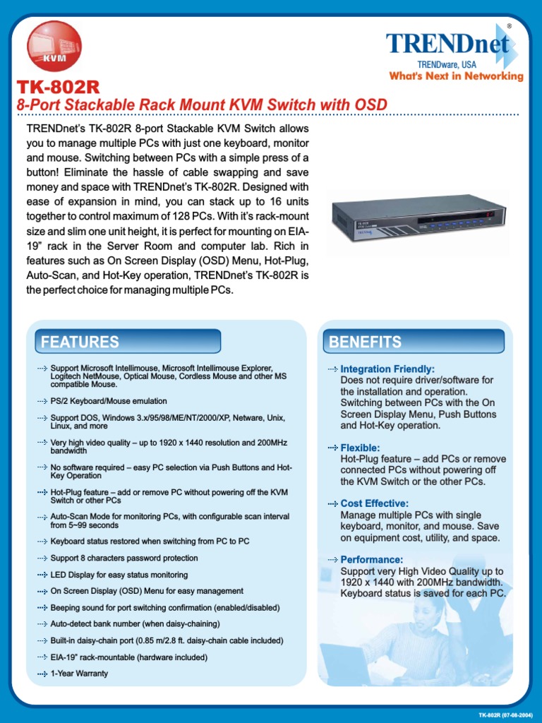8Port Stackable Rack Mount KVM Switch With Osd PDF