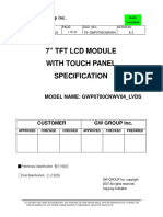 7" TFT LCD Module With Touch Panel Specification: Model Name: Gwp0700Cnwv04 - Lvds