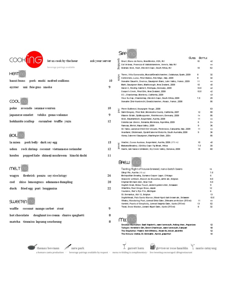 Wine and Beverage Menu Overview | PDF