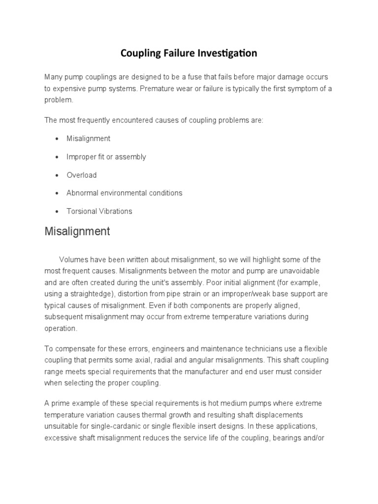 Coupling Failure PDF Mechanical Engineering Manufactured Goods