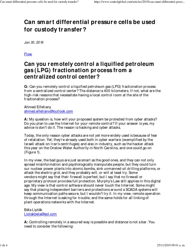 Can You Remotely Control A Liquified Petroleum Gas (LPG) Fractionation