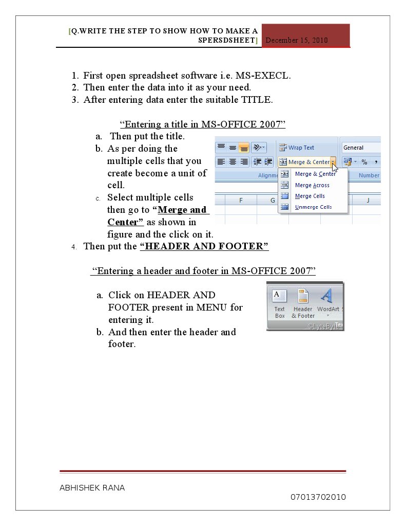 How to Create a Spreadsheet in Excel | PDF