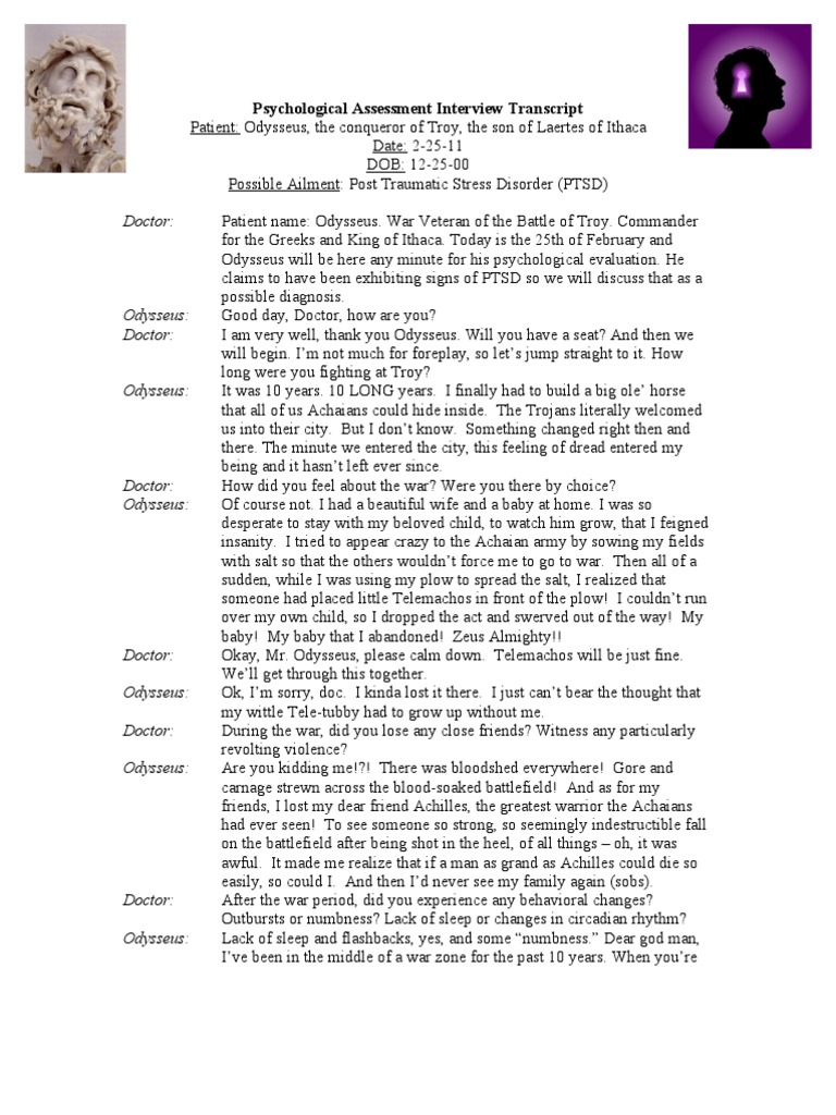Psychological Assessment Interview Transcript Final | PDF | Odysseus ...