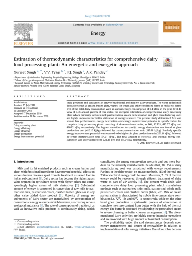 6 Estimation of Thermodynamic Characteristics of Food Processing