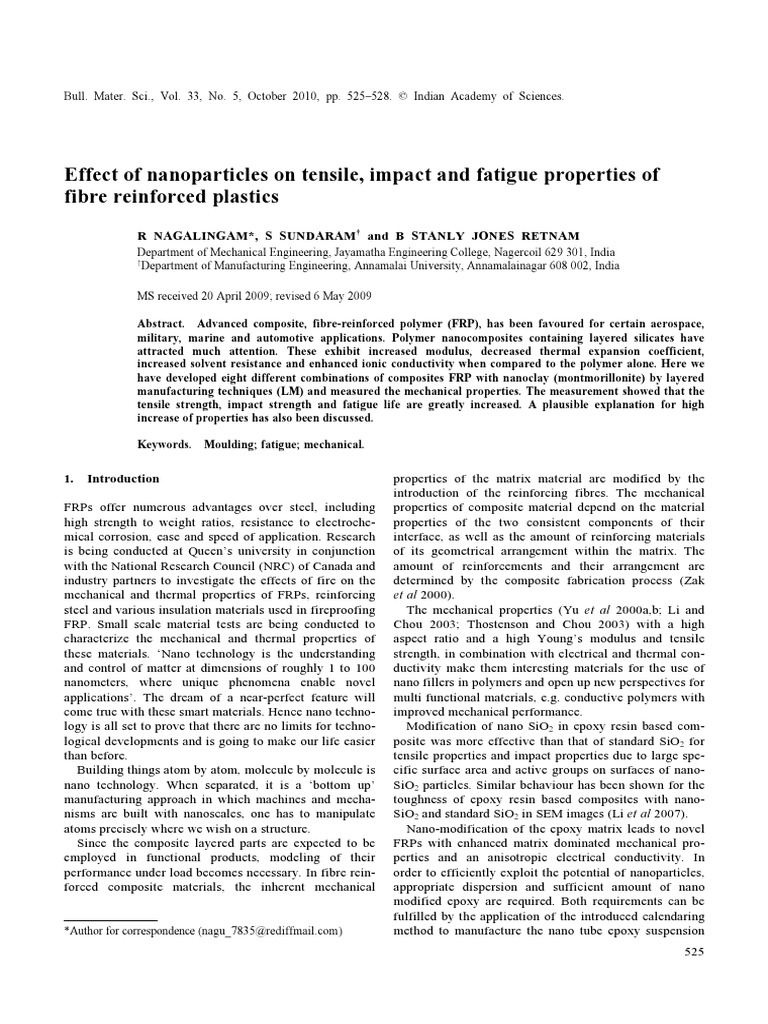 Effect of Nanoparticles On Tensile, Impact and Fatigue Properties of ...