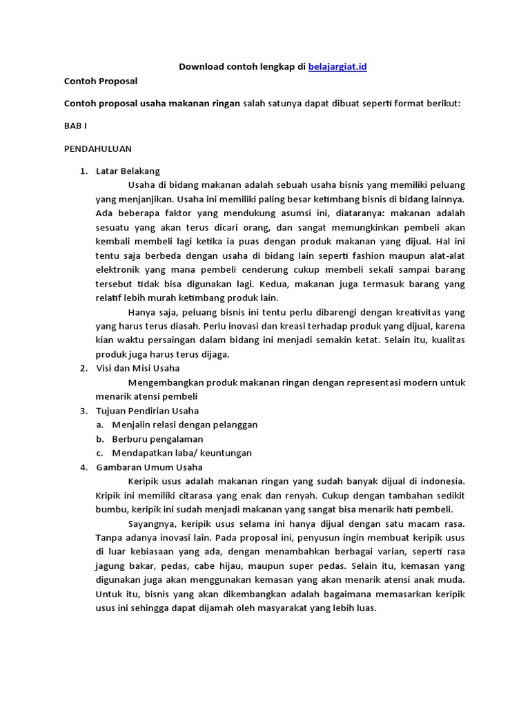 Contoh Proposal Usaha Makanan Ringan Pdf