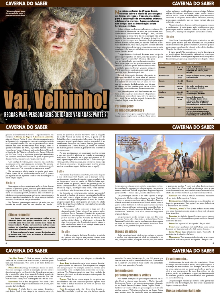 Caverna Do Saber - Regras para Personagens de Idades Variadas Pt.2 ...