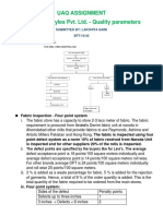 Uaq Assignment Arvind Lifestyles Pvt. Ltd. - Quality Parameters