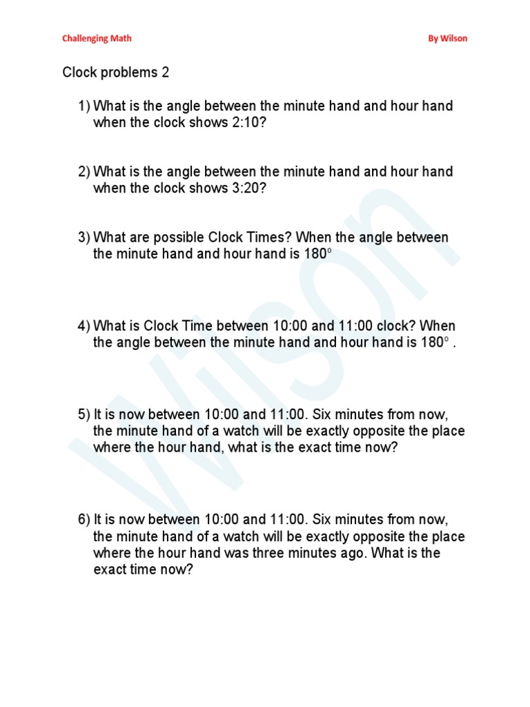 Clock Problems 2 PDF