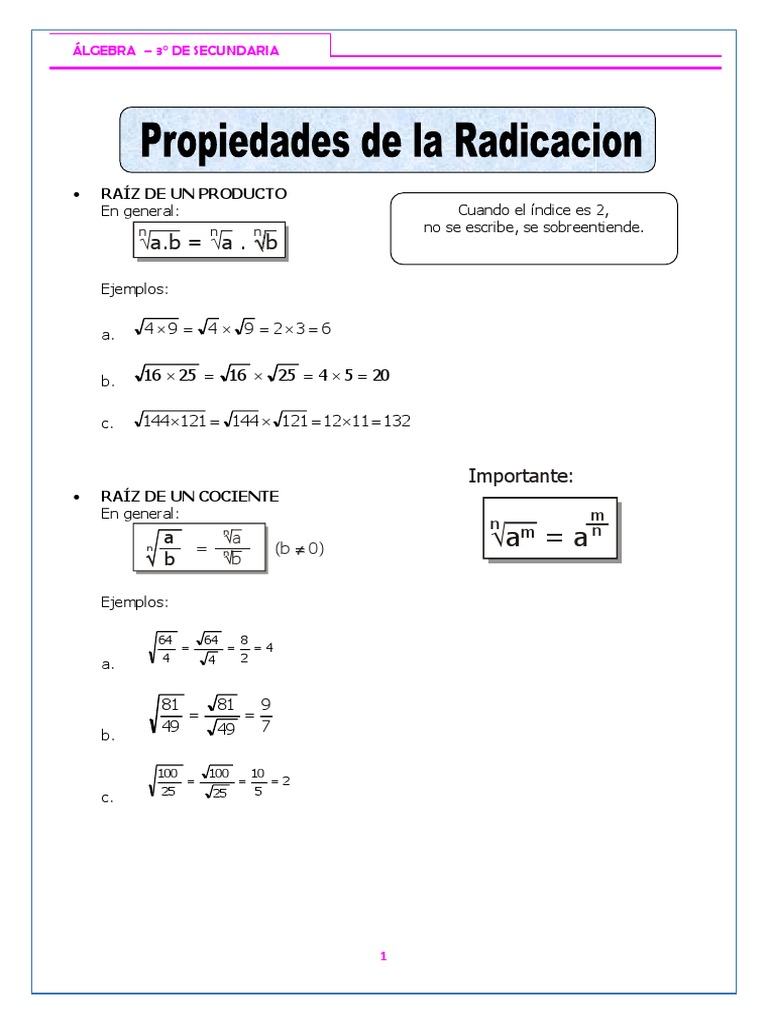 Propiedades De La Radicacion Pdf