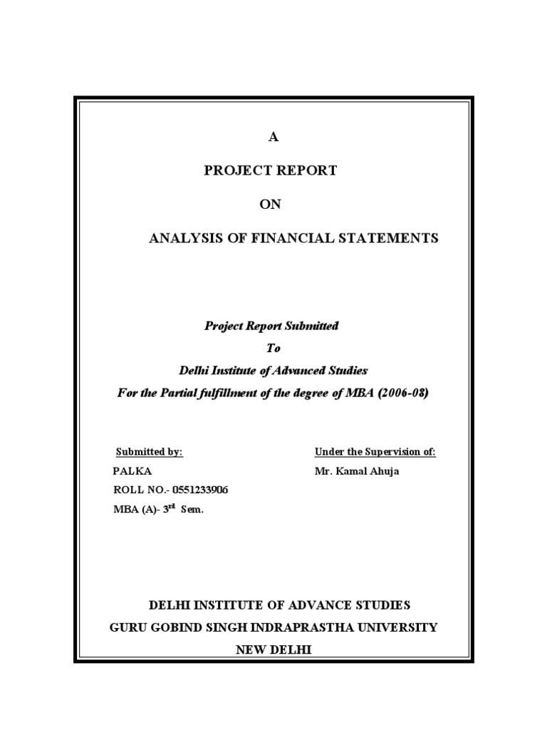 Financial Statement Analysis Project | PDF | Income Statement | Cash ...