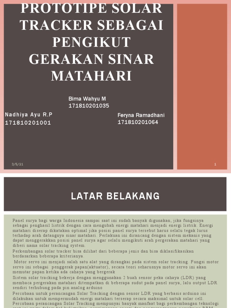 Prototipe Solar Tracker Sebagai Pengikut Gerakan Sinar Matahari | PDF ...