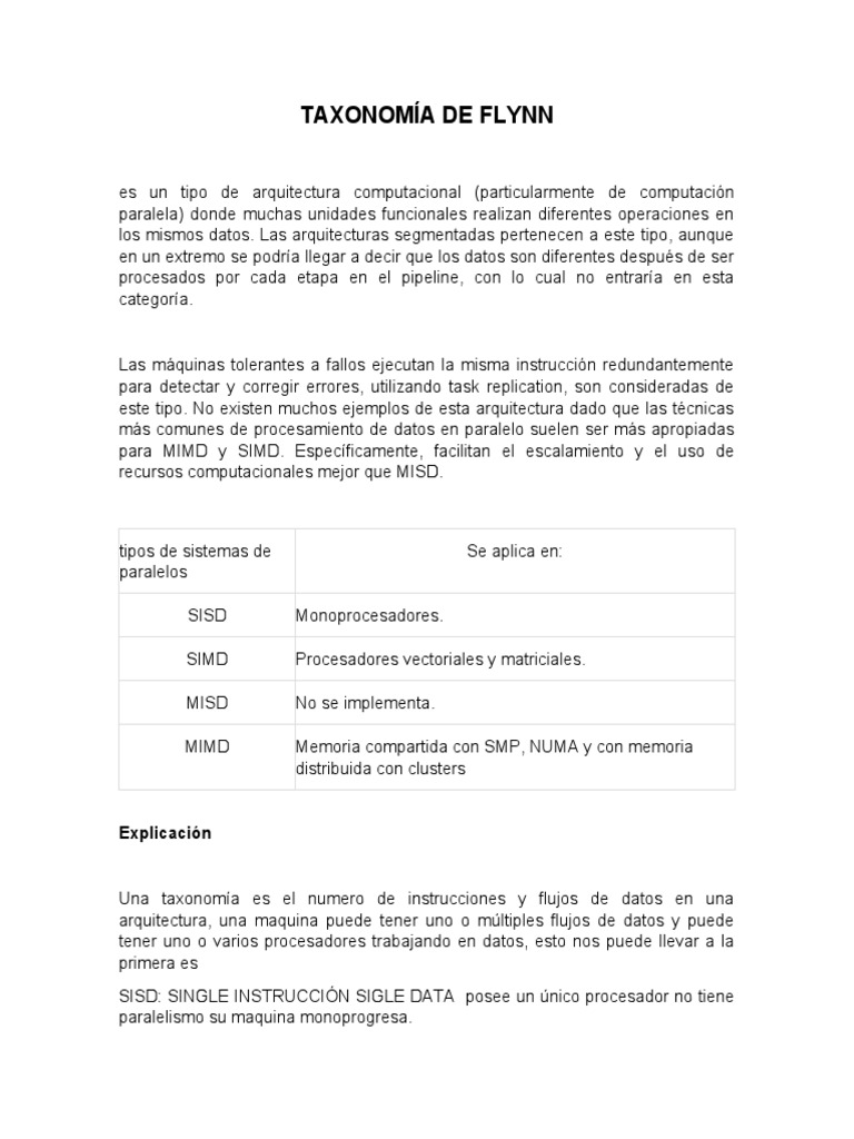 Taxonomía de Flynn PDF