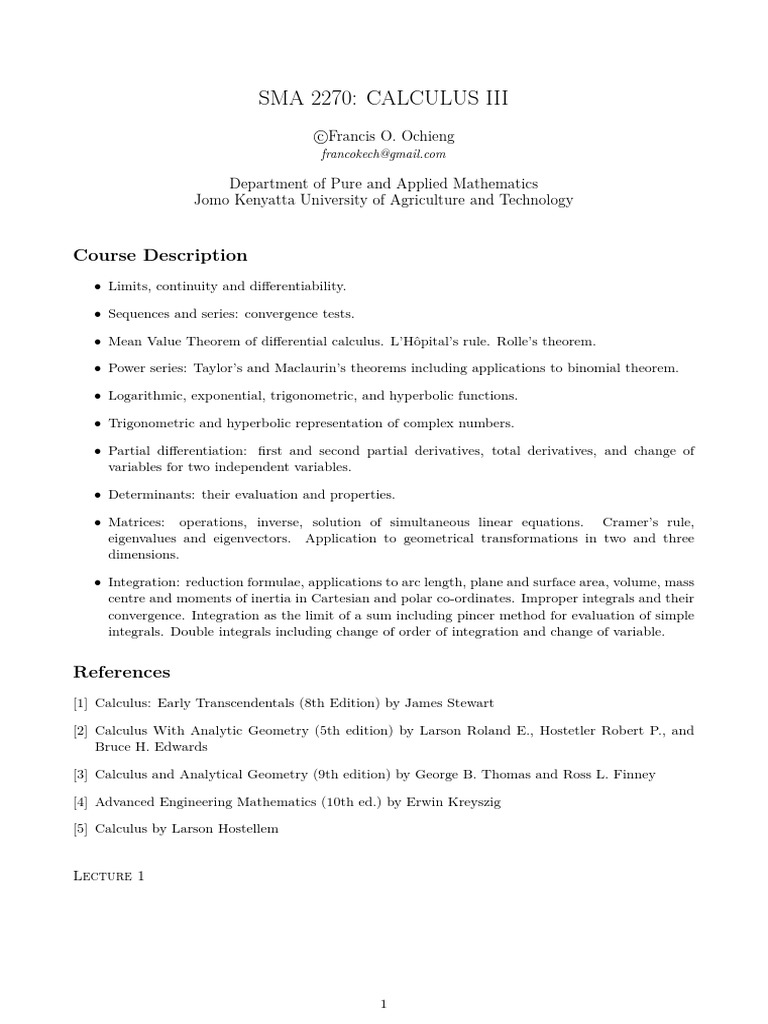 Calculus III Course Overview | PDF | Integral | Calculus