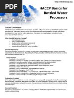 HACCP Basics For Bottled Water Processors: Course Overview