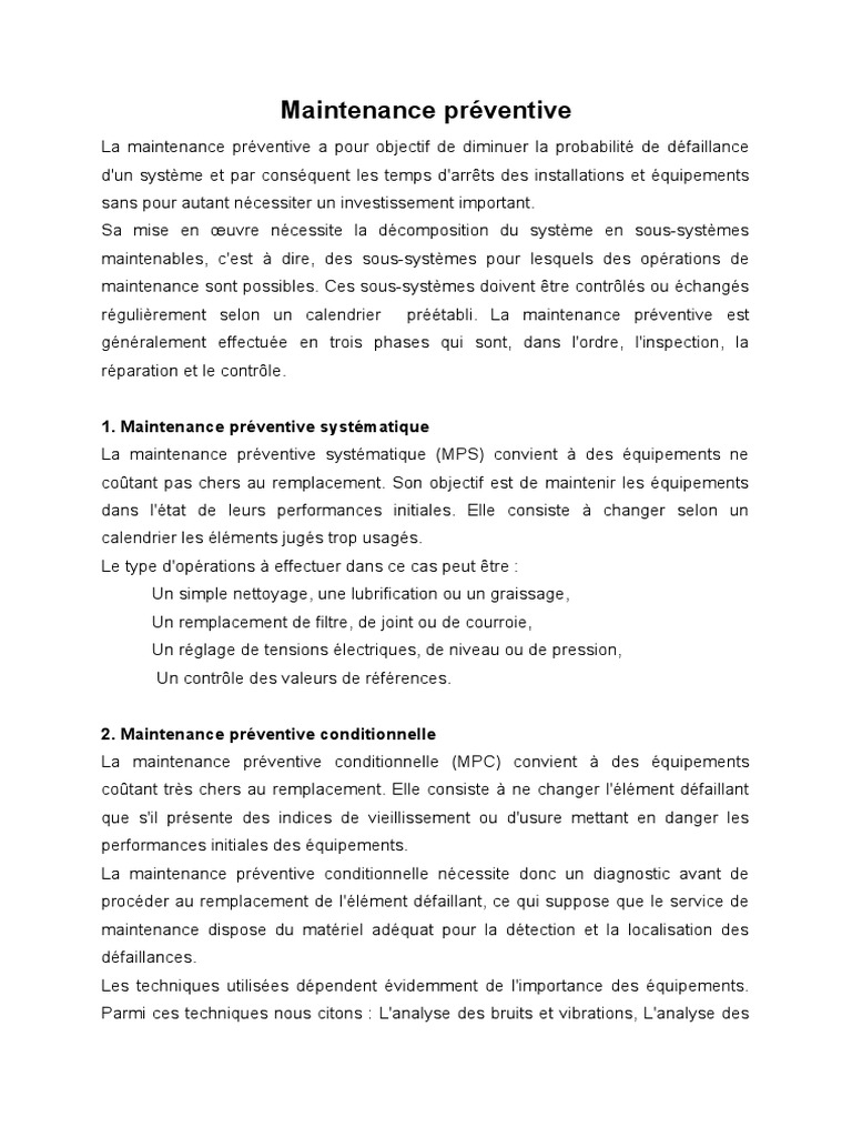 Maintenance Préventive | PDF | Technologie et ingénierie