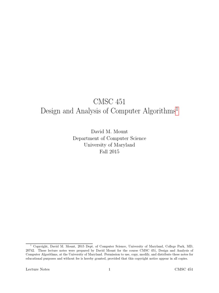 cmsc451 Fall15 Lects | PDF | Computational Complexity Theory | Algorithms