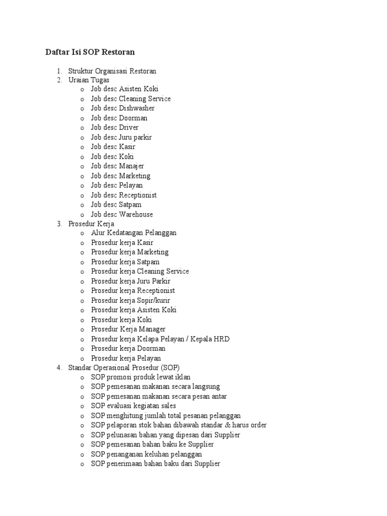 Contoh Dokumen Sop | PDF