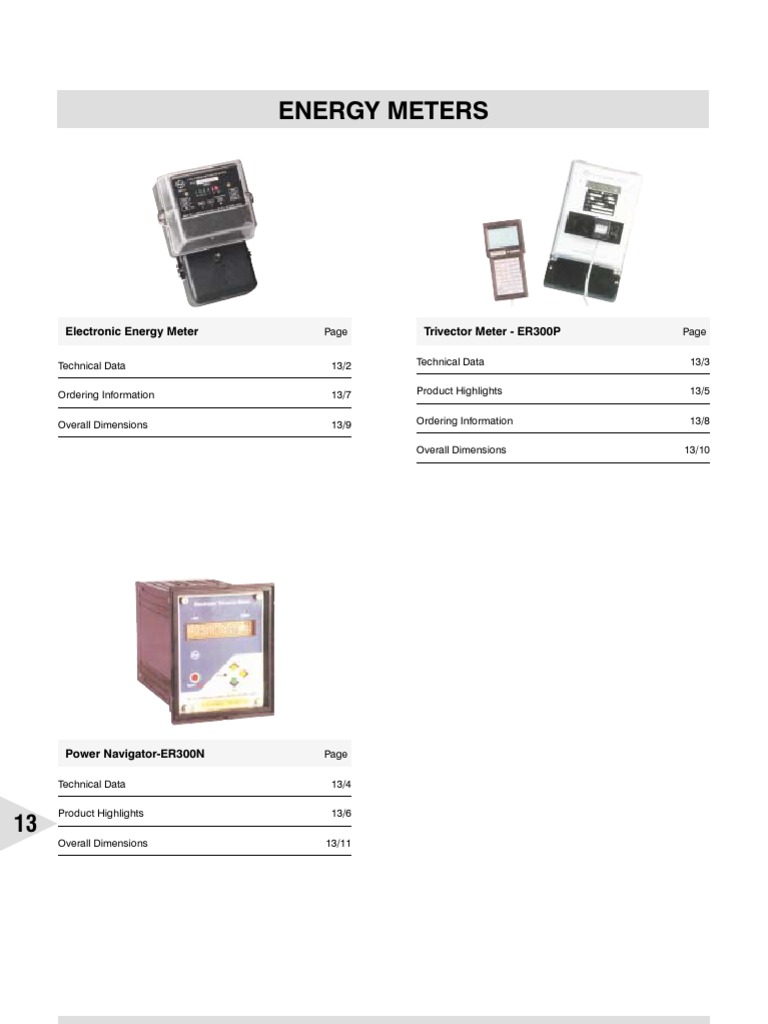 Energy Meters: Electronic Energy Meter Trivector Meter - ER300P | PDF ...