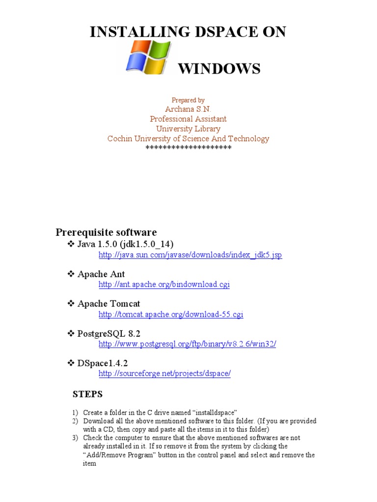Installing DSpace on Windows Guide | PDF | Computer File | File System
