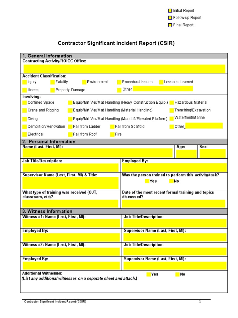 SW - Ci - Const - Fillable Csir | PDF | Personal Protective Equipment |  Employment