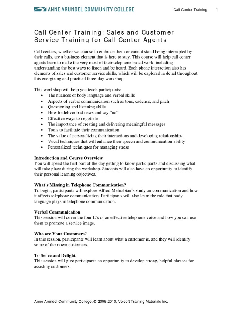 Call Center Training PDF Call Centre Communication