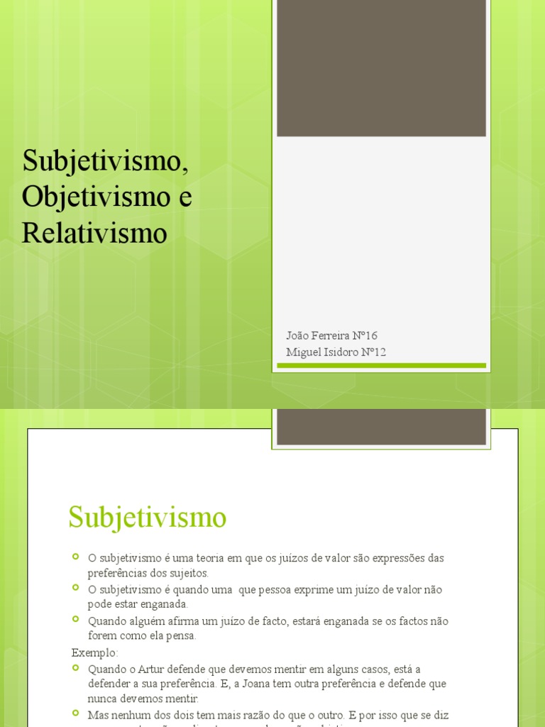 Subjetivismo: Teoria e Exemplos | PDF | Filosofia
