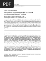 Lodi, A., & Monaci, M. (2003) - Integer Linear Programming Models For 2-Staged Two-Dimensional Knapsack Problems.