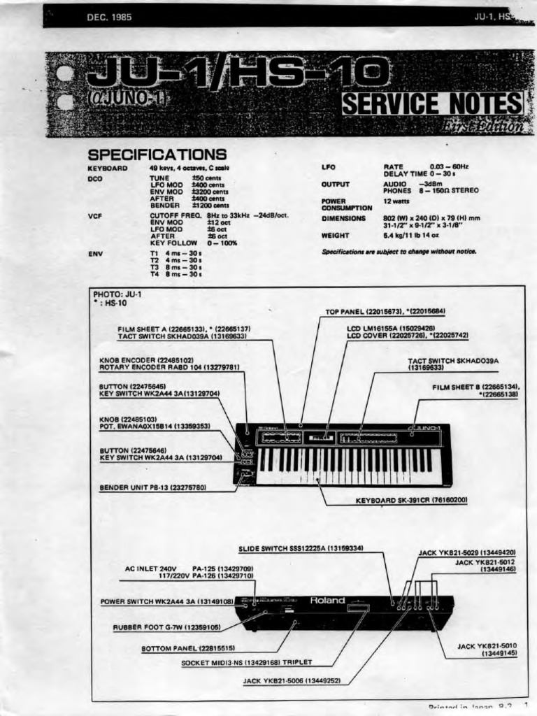 Roland Alpha Juno1 Service Manual PDF