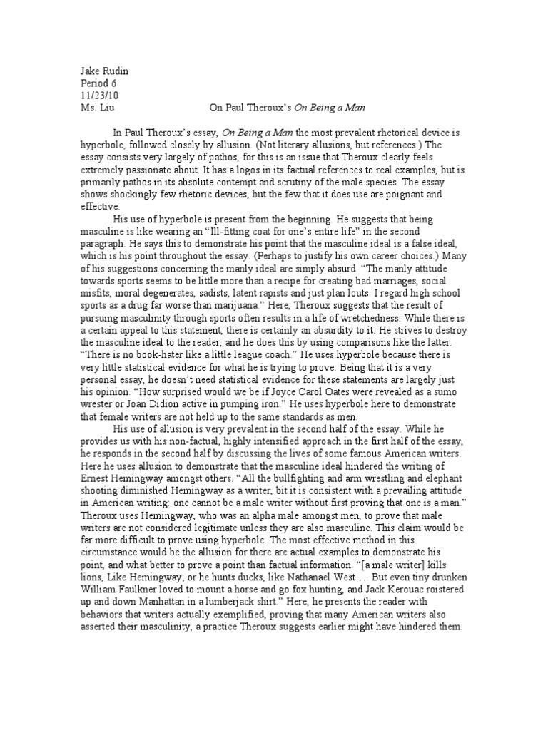 On On being a man | Essays