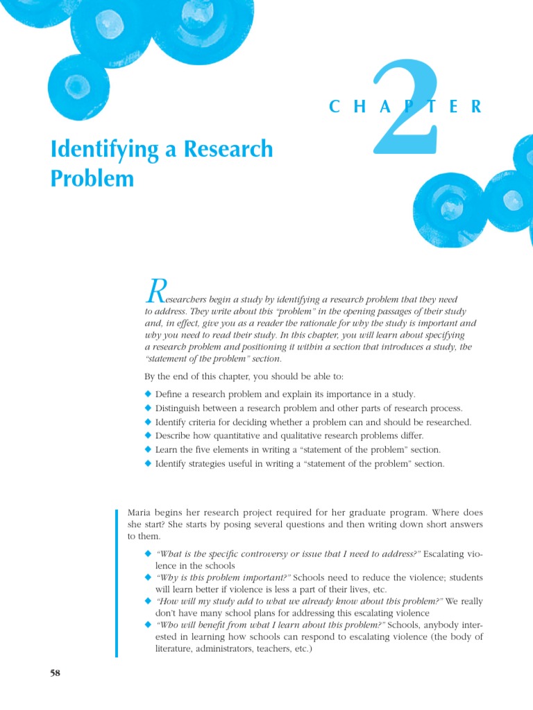 Creswell Identifying A Research Problem PDF Question Data