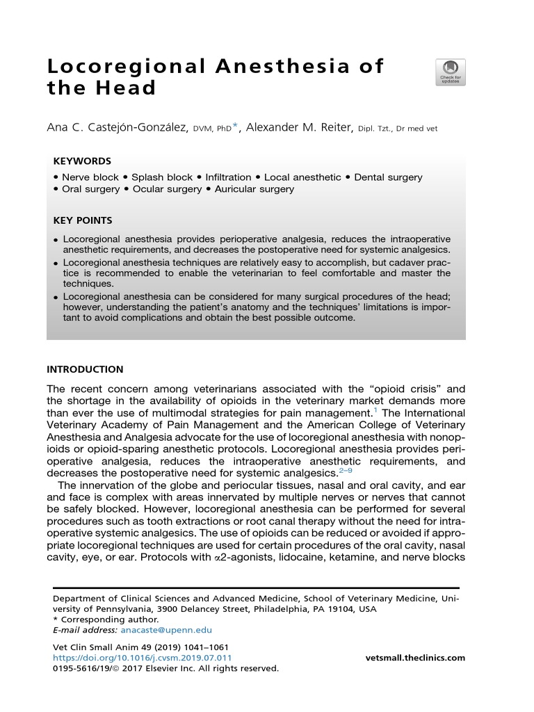 Locoregional Anesthesia of The Head | PDF | Anesthesia | Anatomical ...
