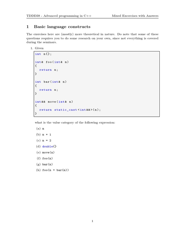 C++ Pointer and Type Casting Exercises | PDF | Pointer (Computer ...