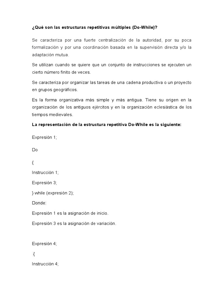 Estructura del bucle Do-While en programación | PDF | Algoritmos ...