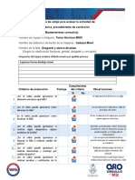 Lista de Cotejo - Falla Mecánica, Procedimiento de Corrección