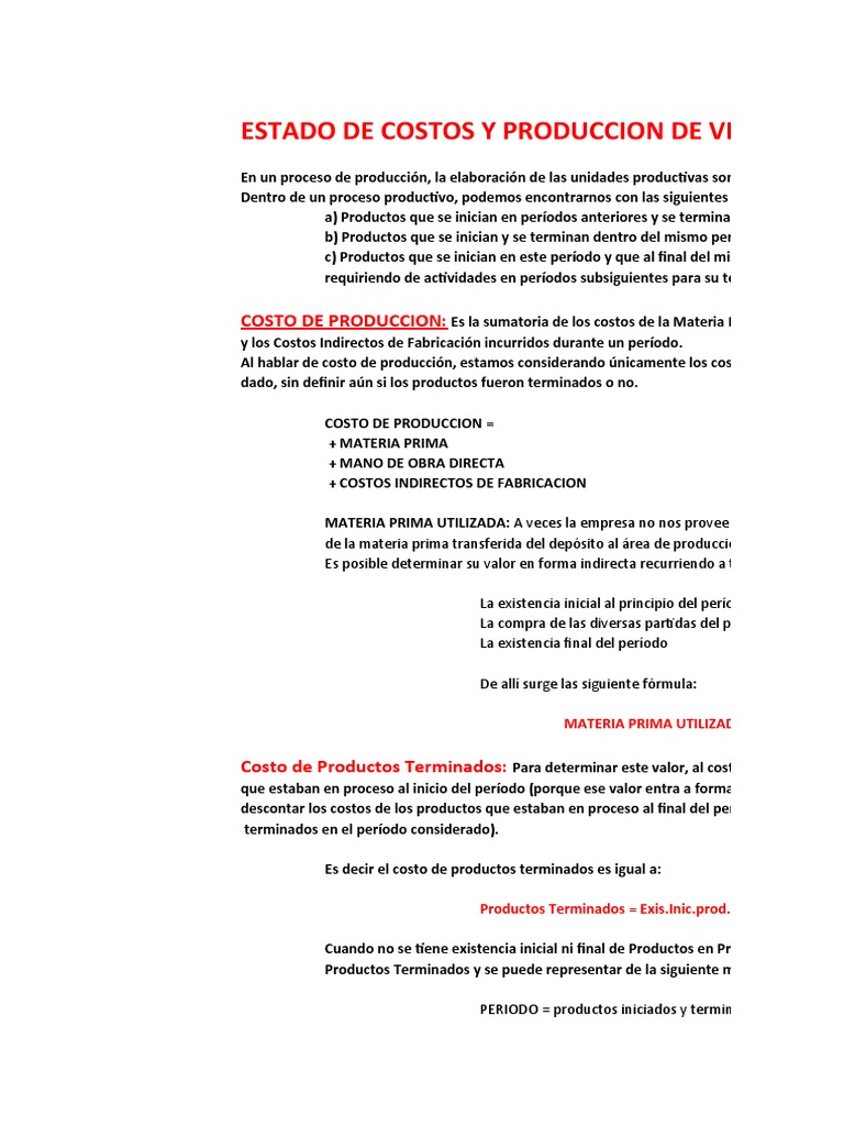 Estado de Costos de Producción y Ventas | PDF | Costo | Inventario