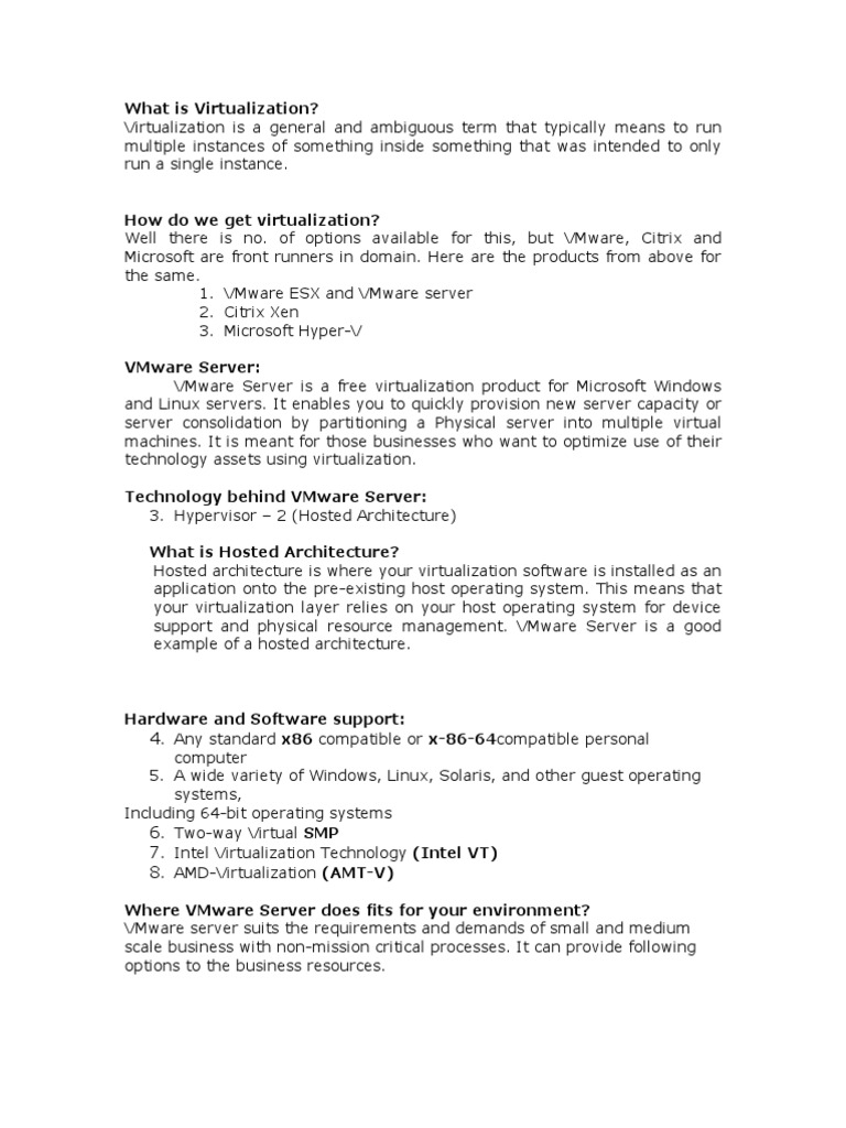 ESX and VMware Serverq | PDF | V Mware | Virtualization