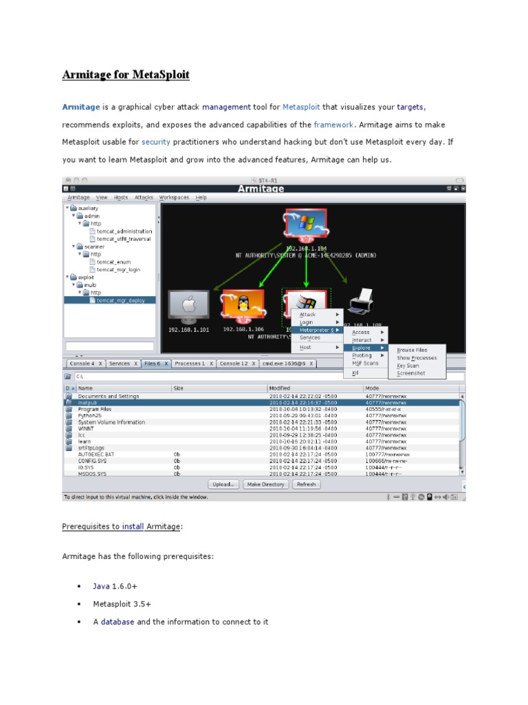 Armitage for Metasploit: Setup Guide | PDF | Computers