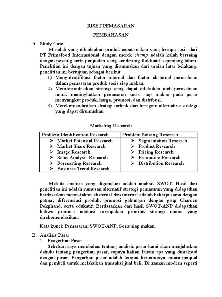 Strategi Riset Pemasaran Sosis Siap Makan | PDF | Bisnis