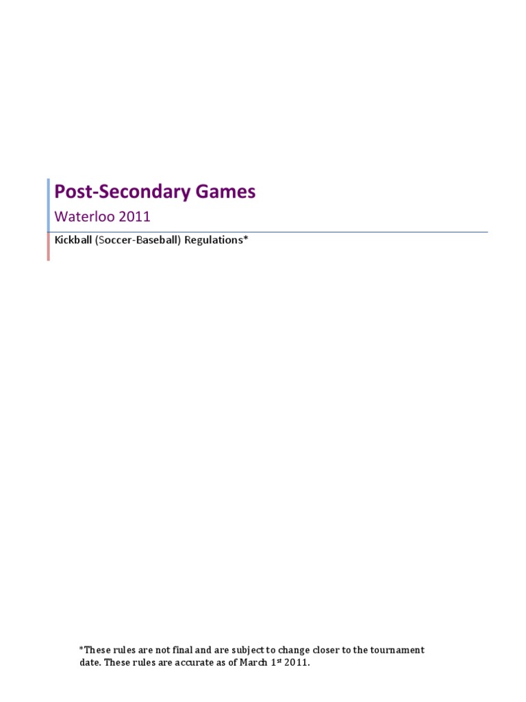 Kickball Rules PSG 2011 PDF
