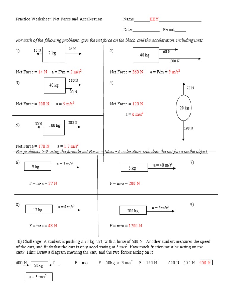Systematic Practice Worksheet Net Force And Acceleration Answer Key Review: Everything Included inside Practice Worksheet Net Force And Acceleration Answer Key