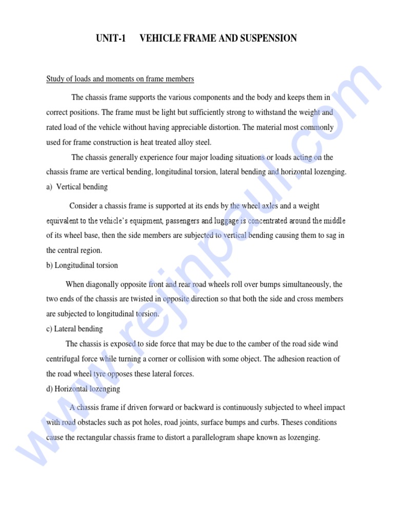 Automotive Chassis Components Design Notes PDF Bending Axle