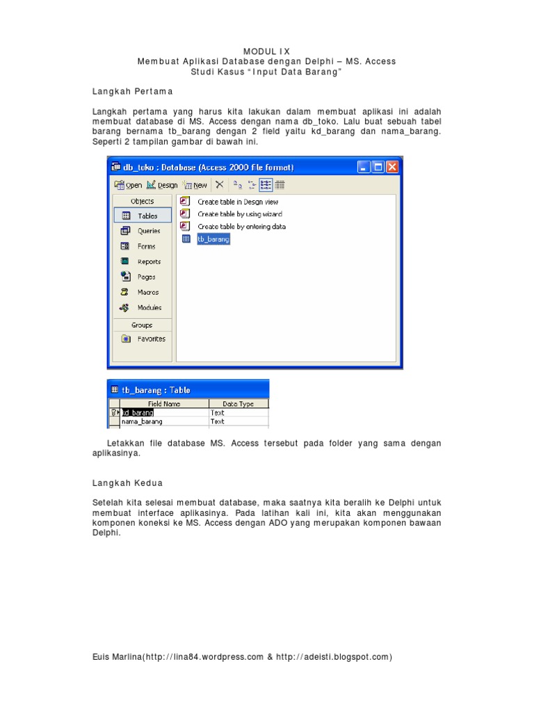 MODUL 9 Delphi Access Dengan ADO | PDF | Komputer | Teknologi & Rekayasa
