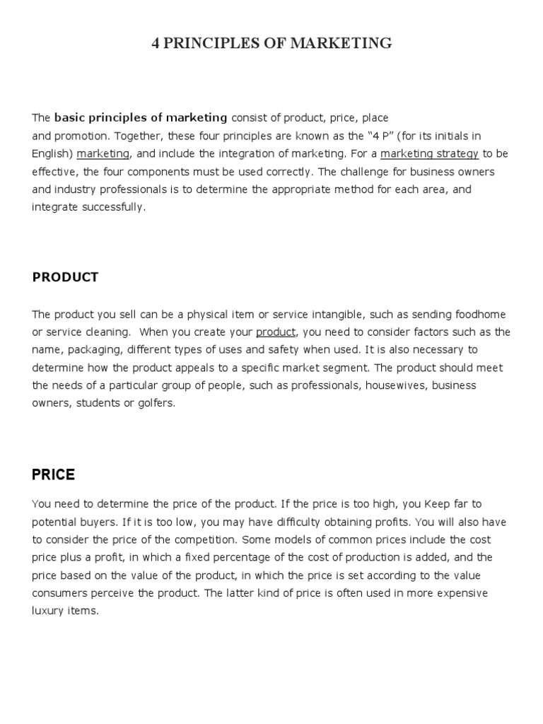 4 Principles of Marketing Explained | PDF | Product (Business) | Marketing